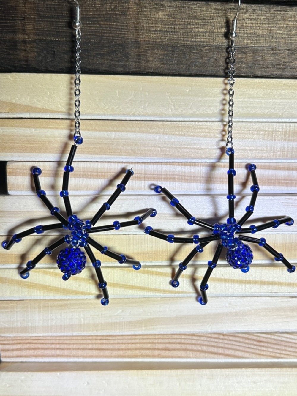 3/$25 Blue Spider Bead Drop Earrings